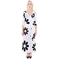 Land Of Flowers Quarter Sleeve Wrap Maxi Dress