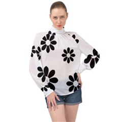 Land Of Flowers High Neck Long Sleeve Chiffon Top by moonlightladybug