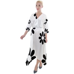 Land Of Flowers Quarter Sleeve Wrap Front Maxi Dress