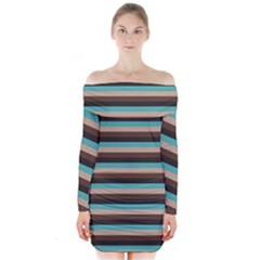 Stripey 1 Long Sleeve Off Shoulder Dress by anthromahe