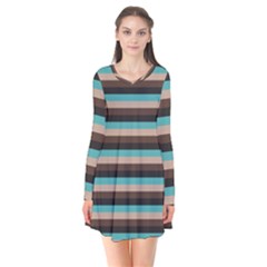 Stripey 1 Long Sleeve V-neck Flare Dress by anthromahe