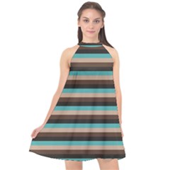 Stripey 1 Halter Neckline Chiffon Dress  by anthromahe