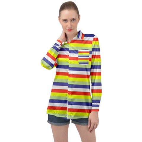 Stripey 2 Long Sleeve Satin Shirt by anthromahe