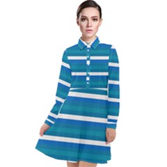 Stripey 3 Long Sleeve Chiffon Shirt Dress by anthromahe