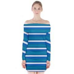 Stripey 3 Long Sleeve Off Shoulder Dress by anthromahe