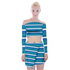 Stripey 3 Off Shoulder Top With Mini Skirt Set by anthromahe