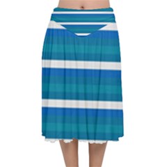 Stripey 3 Velvet Flared Midi Skirt by anthromahe