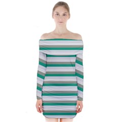 Stripey 4 Long Sleeve Off Shoulder Dress by anthromahe