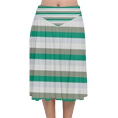 Stripey 4 Velvet Flared Midi Skirt by anthromahe