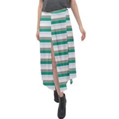 Stripey 4 Velour Split Maxi Skirt by anthromahe