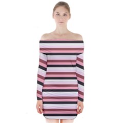 Stripey 5 Long Sleeve Off Shoulder Dress by anthromahe