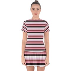 Stripey 5 Drop Hem Mini Chiffon Dress by anthromahe