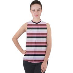 Stripey 5 Mock Neck Chiffon Sleeveless Top by anthromahe