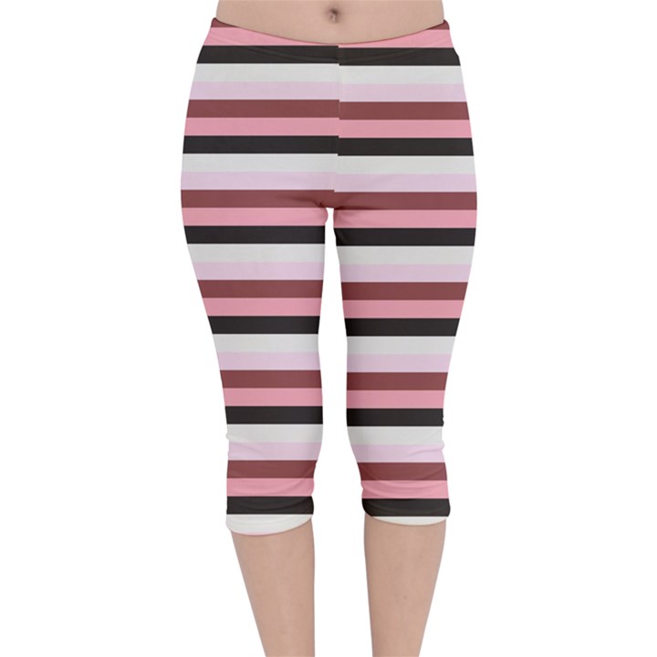 Stripey 5 Velvet Capri Leggings 