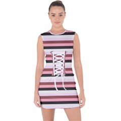 Stripey 5 Lace Up Front Bodycon Dress by anthromahe