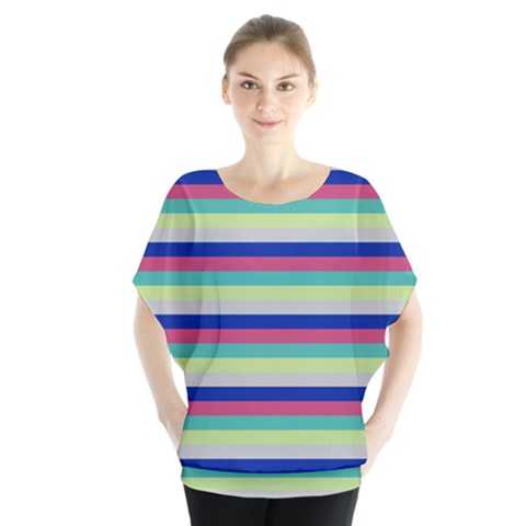 Stripey 6 Batwing Chiffon Blouse by anthromahe