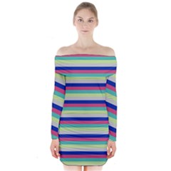 Stripey 6 Long Sleeve Off Shoulder Dress by anthromahe