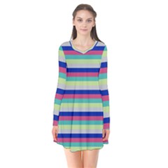 Stripey 6 Long Sleeve V-neck Flare Dress by anthromahe