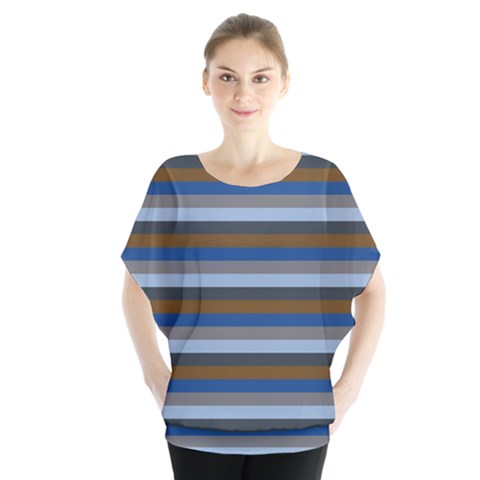 Stripey 7 Batwing Chiffon Blouse by anthromahe