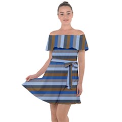 Stripey 7 Off Shoulder Velour Dress by anthromahe