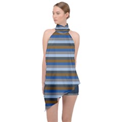 Stripey 7 Halter Asymmetric Satin Top by anthromahe