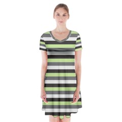 Stripey 8 Short Sleeve V-neck Flare Dress by anthromahe