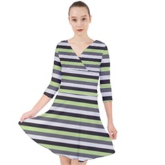 Stripey 8 Quarter Sleeve Front Wrap Dress by anthromahe