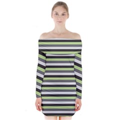 Stripey 8 Long Sleeve Off Shoulder Dress by anthromahe