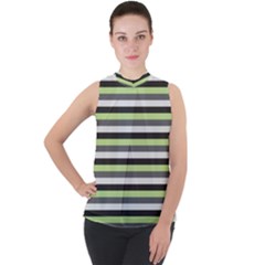 Stripey 8 Mock Neck Chiffon Sleeveless Top by anthromahe