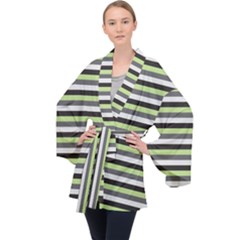 Stripey 8 Long Sleeve Velvet Kimono  by anthromahe