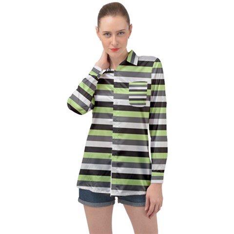 Stripey 8 Long Sleeve Satin Shirt by anthromahe