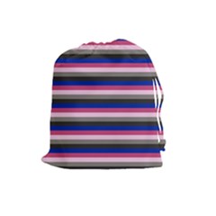 Stripey 9 Drawstring Pouch (large) by anthromahe