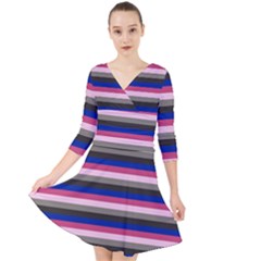 Stripey 9 Quarter Sleeve Front Wrap Dress by anthromahe