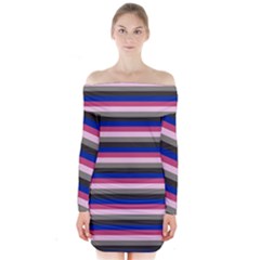 Stripey 9 Long Sleeve Off Shoulder Dress by anthromahe