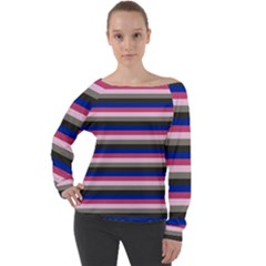 Stripey 9 Off Shoulder Long Sleeve Velour Top by anthromahe