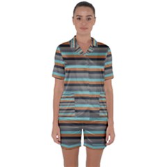 Stripey 10 Satin Short Sleeve Pyjamas Set by anthromahe