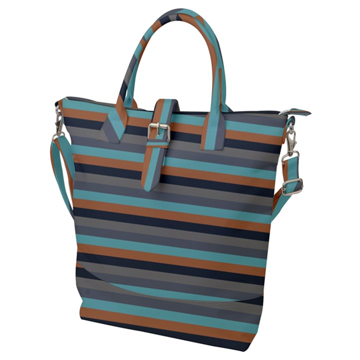 Stripey 10 Buckle Top Tote Bag