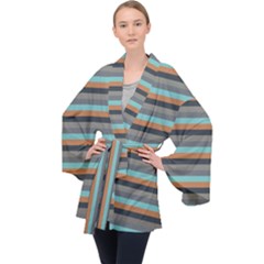 Stripey 10 Long Sleeve Velvet Kimono  by anthromahe