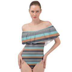 Stripey 10 Off Shoulder Velour Bodysuit  by anthromahe