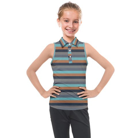 Stripey 10 Kids  Sleeveless Polo Tee by anthromahe