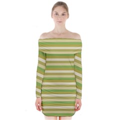 Stripey 11 Long Sleeve Off Shoulder Dress by anthromahe