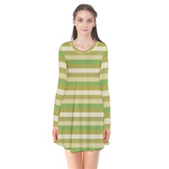 Stripey 11 Long Sleeve V-neck Flare Dress by anthromahe