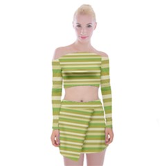 Stripey 11 Off Shoulder Top With Mini Skirt Set by anthromahe