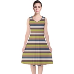 Stripey 12 V-neck Midi Sleeveless Dress  by anthromahe