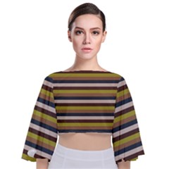 Stripey 12 Tie Back Butterfly Sleeve Chiffon Top by anthromahe