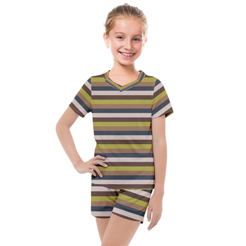 Stripey 12 Kids  Mesh Tee And Shorts Set by anthromahe