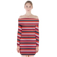 Stripey 13 Long Sleeve Off Shoulder Dress by anthromahe