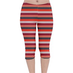 Stripey 13 Velvet Capri Leggings  by anthromahe