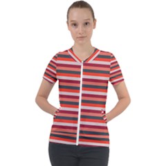 Stripey 13 Short Sleeve Zip Up Jacket by anthromahe