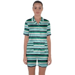 Stripey 14 Satin Short Sleeve Pyjamas Set by anthromahe